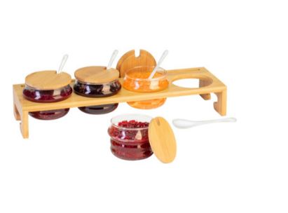 CJ.4 FRASCOS 20CL VIDRO SUPORTE BAMBOO